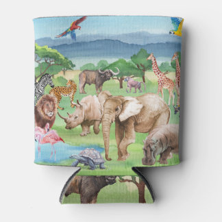 African Wildlife: Savannah Watercolor Wallpaper. Can Cooler