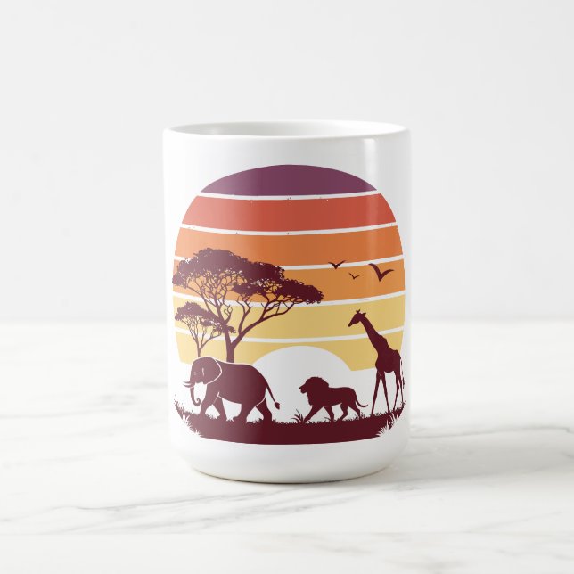 African Wildlife Silhouette Safari Design Coffee Mug (Center)