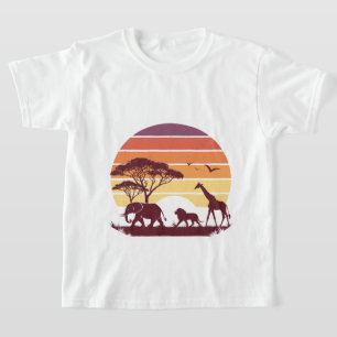 African Wildlife Silhouette Safari Design T-Shirt