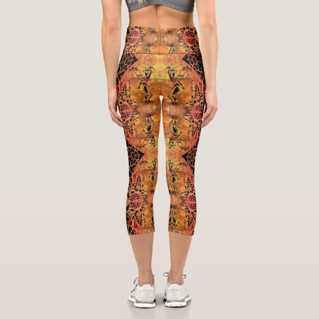 African Woman and Giraffe Leggings (Back)