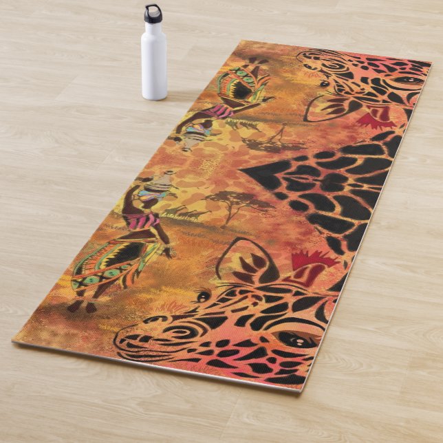 African Woman and Giraffe Yoga Mat (In Situ)