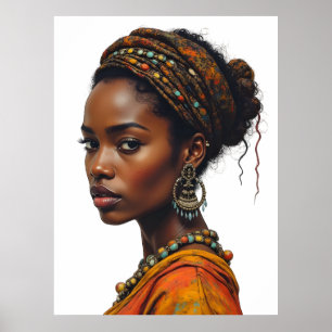 African woman art design drawing poster