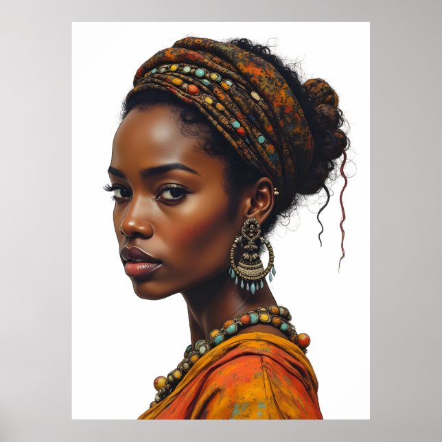 African woman art design drawing poster (Front)