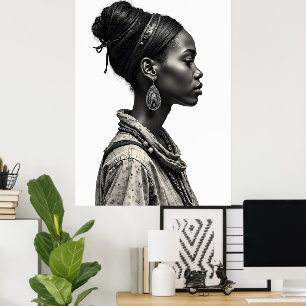 African woman art design drawing poster