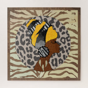 African woman boho artwork jigsaw puzzle