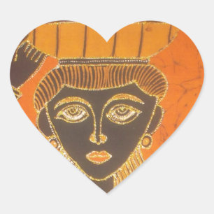 African Woman Carrying Basket Art Print Heart Sticker