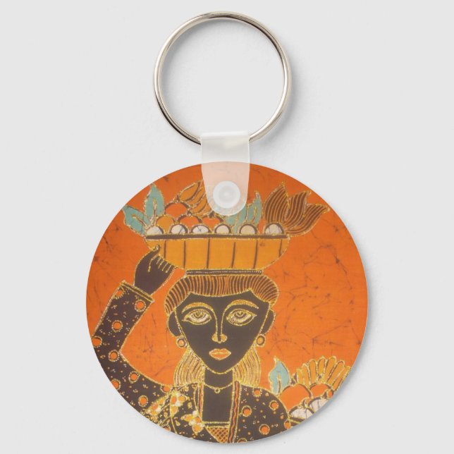 African Woman Carrying Basket Art Print Key Ring (Front)