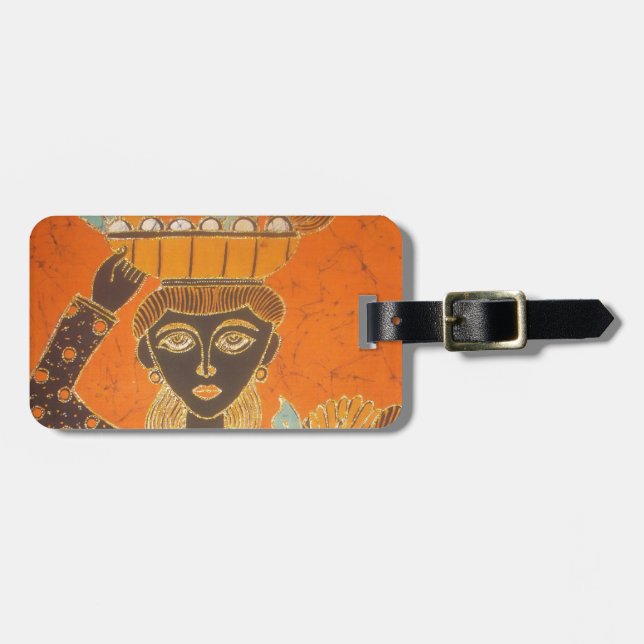 African Woman Carrying Basket Art Print Luggage Tag (Front Horizontal)