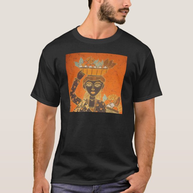 African Woman Carrying Basket Art Print T-Shirt (Front)