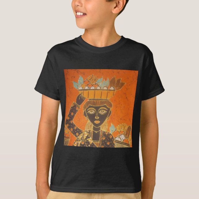 African Woman Carrying Basket Art Print T-Shirt (Front)