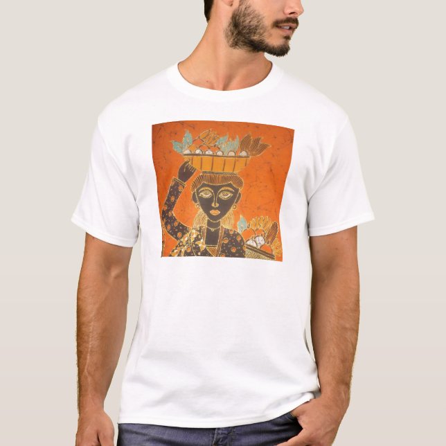 African Woman Carrying Basket Art Print T-Shirt (Front)