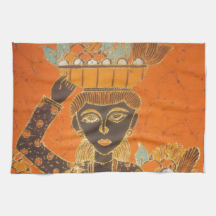 African Woman Carrying Basket Art Print Tea Towel