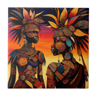 African Woman Ceramic Tile