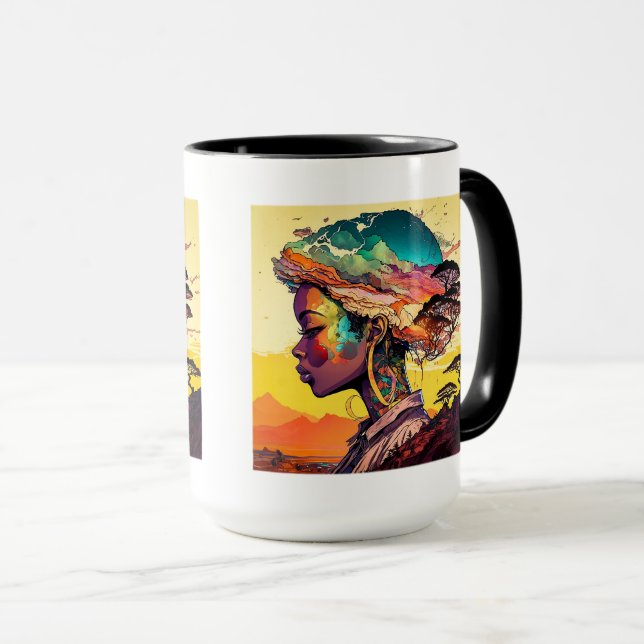 African Woman Combo Mug, 15 oz  Mug (Front Right)