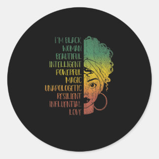African Woman Girls Gift Melanin Pride Black Histo Classic Round Sticker