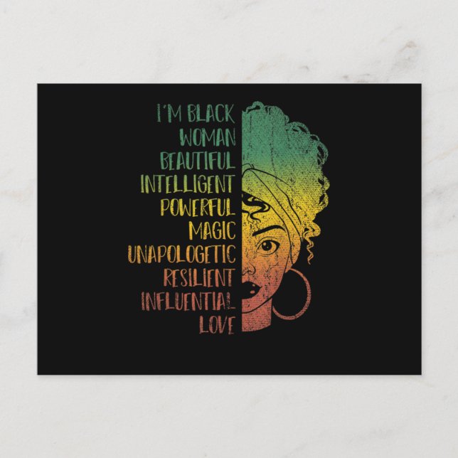 African Woman Girls Gift Melanin Pride Black Histo Invitation Postcard (Front)