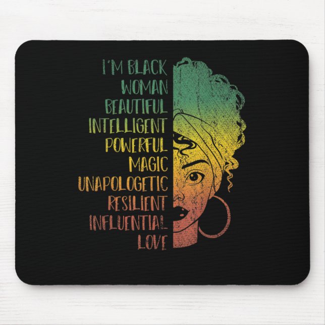 African Woman Girls Gift Melanin Pride Black Histo Mouse Mat (Front)