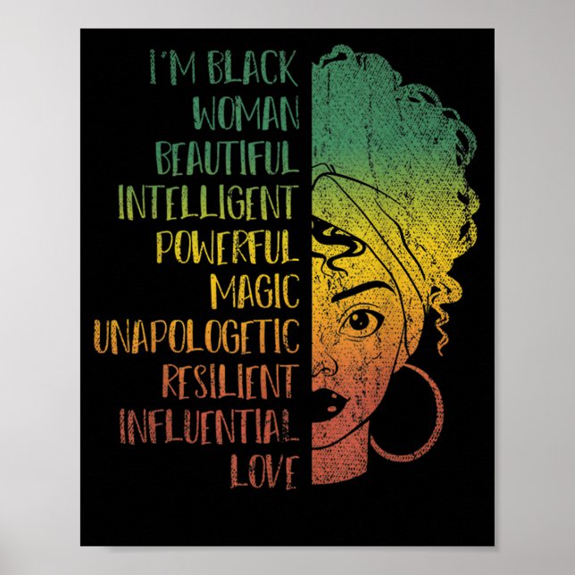 African Woman Girls Gift Melanin Pride Black Histo Poster (Front)