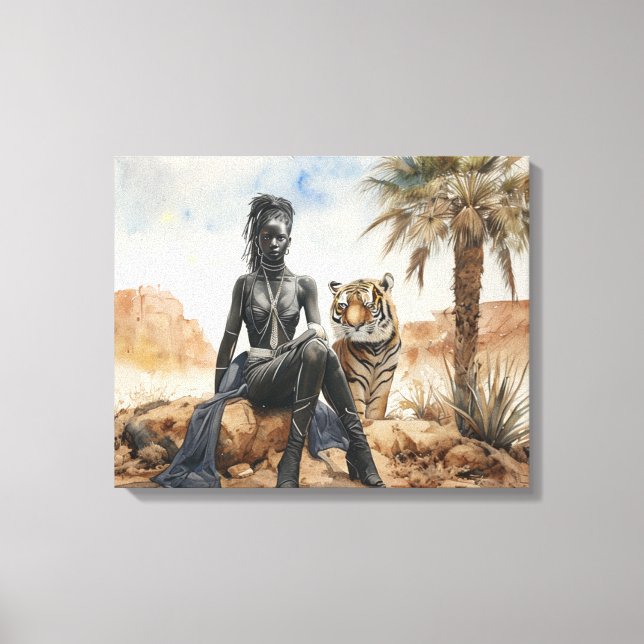 African Woman Landscape Stretched Canvas Print (Front)