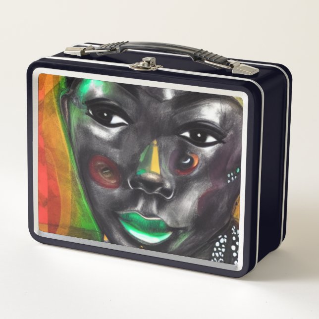 African Woman Metal Lunch Box (Front)
