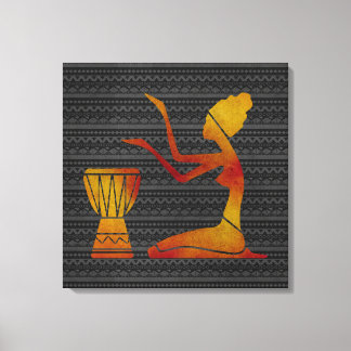 African Woman on Drums Canvas Print