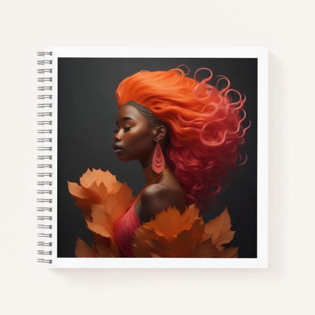 African woman orange hair notebook (Front)