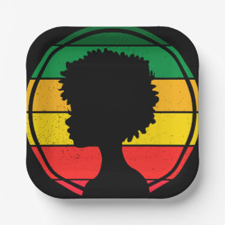 African Woman Paper Plates | Red Yellow & Green