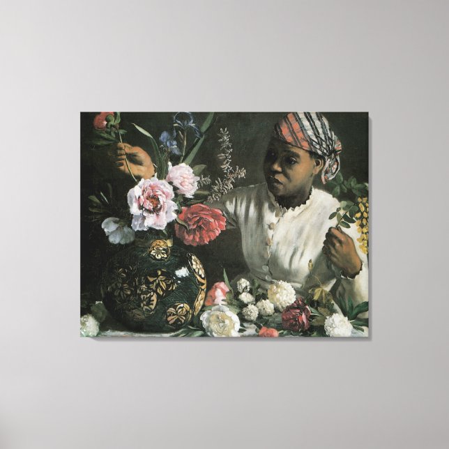 African Woman Peonies by Frederic Bazille, Flowers Canvas Print (Front)