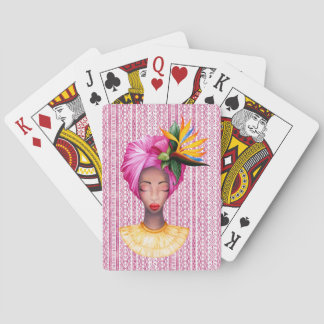 African Woman Playing Cards