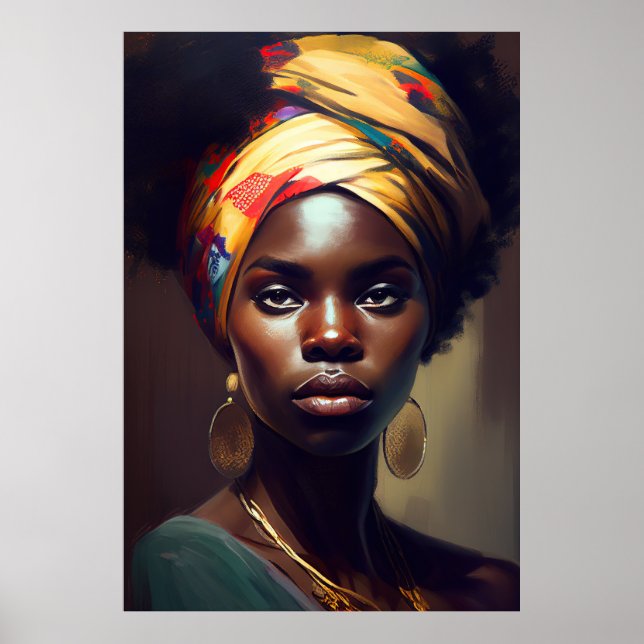 African Woman Portrait Oil Painting Poster (Front)
