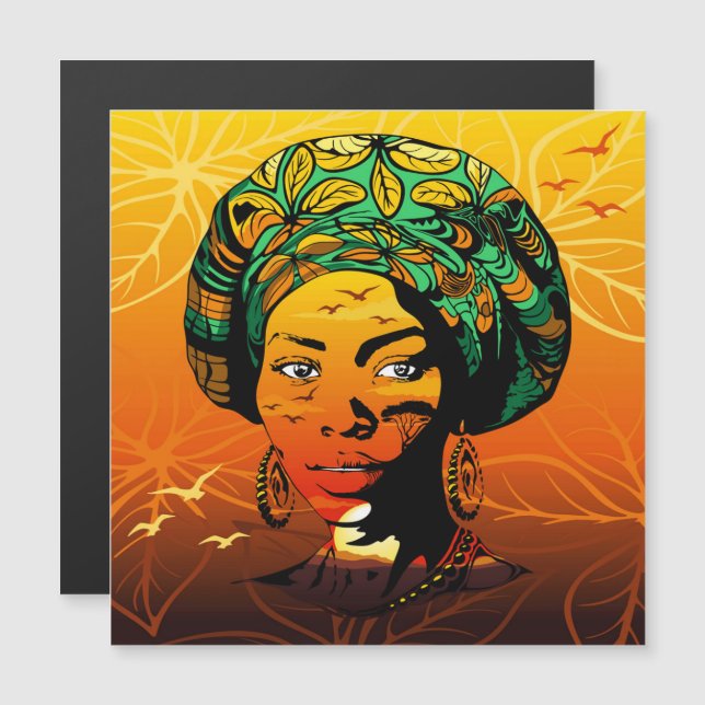 African Woman Portrait with Sunset (Front/Back)