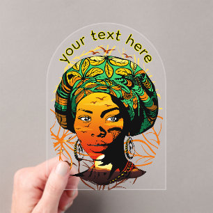 African Woman Portrait with Sunset Acrylic Invitations