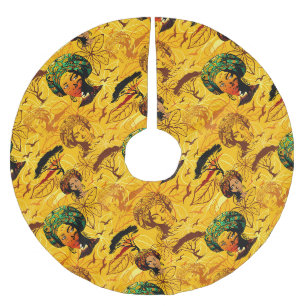 African Woman Portrait with Sunset Brushed Polyester Tree Skirt