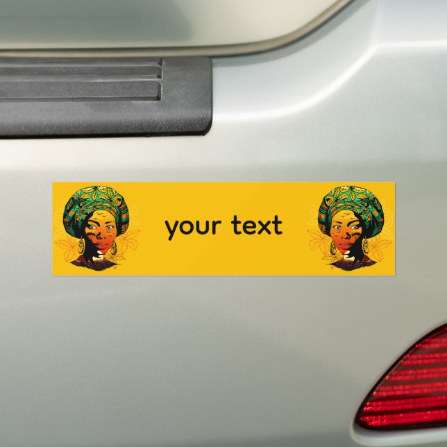 African Woman Portrait with Sunset Bumper Sticker (On Car)