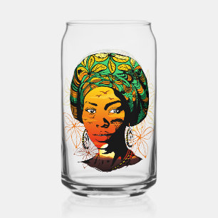 African Woman Portrait with Sunset Can Glass