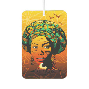 African Woman Portrait with Sunset Car Air Freshener