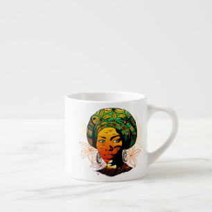 African Woman Portrait with Sunset Espresso Cup