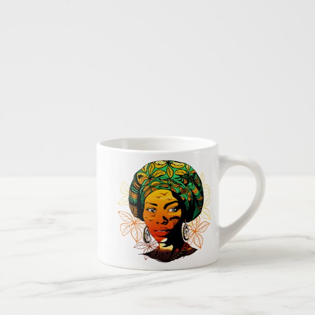 African Woman Portrait with Sunset Espresso Cup (Right)