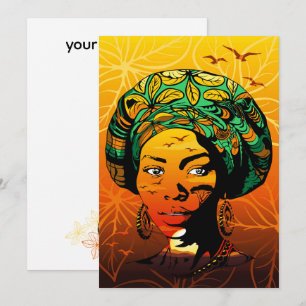 African Woman Portrait with Sunset Invitation
