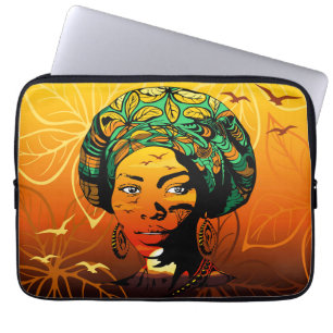 African Woman Portrait with Sunset Laptop Sleeve