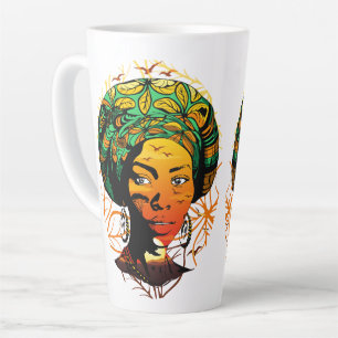 African Woman Portrait with Sunset Latte Mug