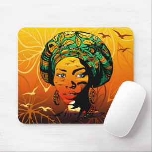 African Woman Portrait with Sunset Mouse Mat