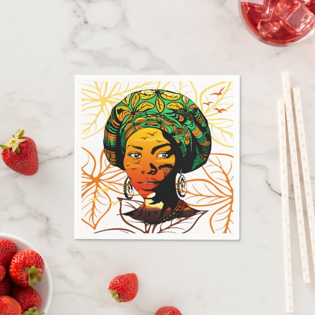 African Woman Portrait with Sunset Napkin (Insitu)