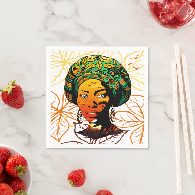 African Woman Portrait with Sunset Napkin (Insitu)