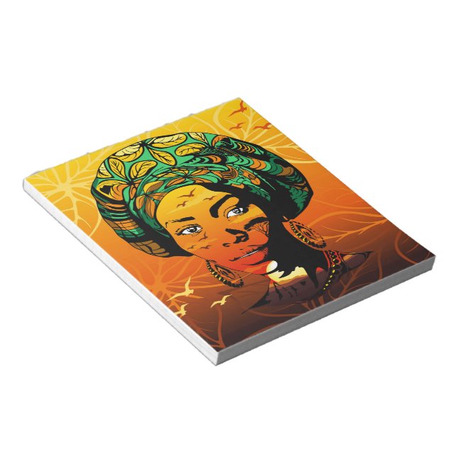 African Woman Portrait with Sunset Notepad (Angled)