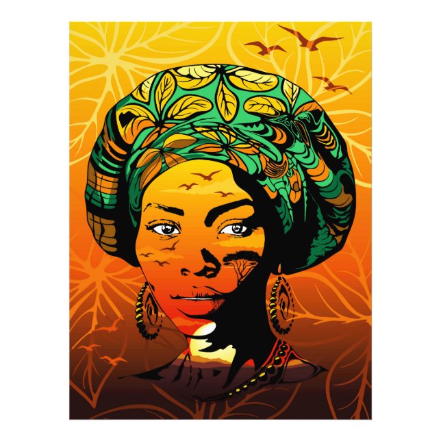 African Woman Portrait with Sunset Photo Print (Front)