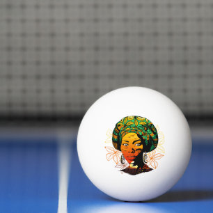 African Woman Portrait with Sunset Ping Pong Ball