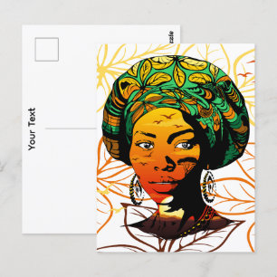 African Woman Portrait with Sunset Postcard