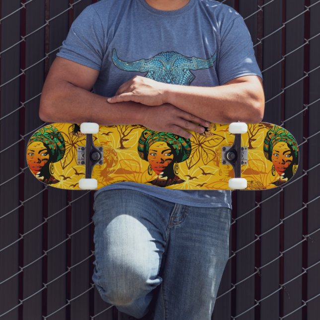 African Woman Portrait with Sunset Skateboard (Outdoor 3)