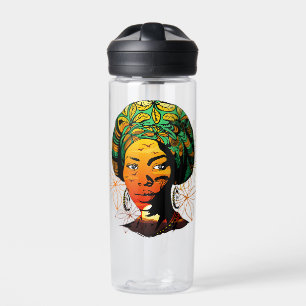 African Woman Portrait with Sunset Water Bottle